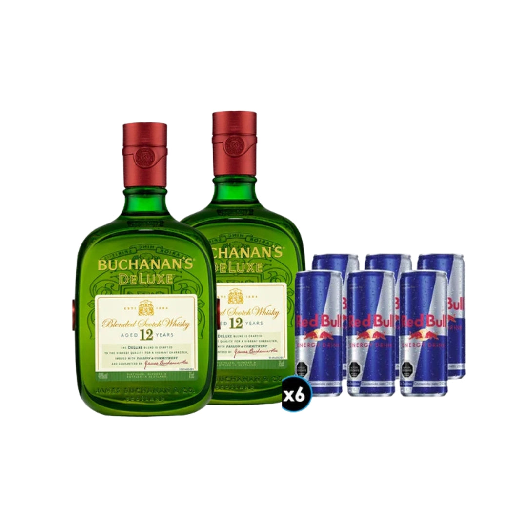 Pack 2 buchanans 12 + 6 redbull 250ml