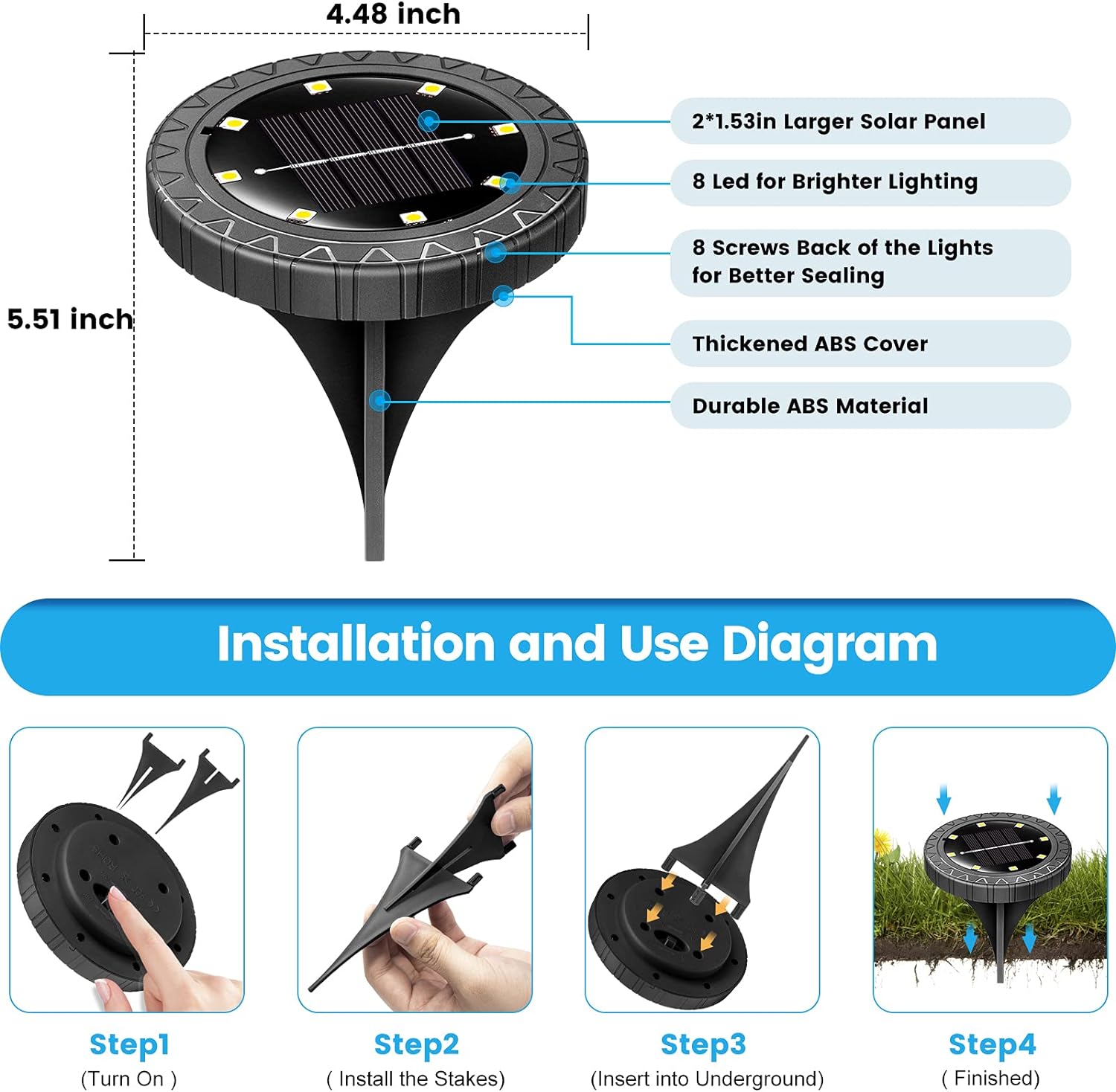 Luces solares para exteriores paquete de 8