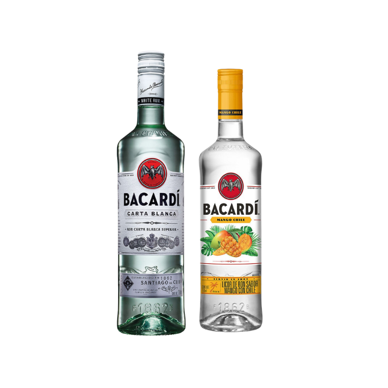 Paquete de 2 Ron Bacardi Blanco 980 ml y Ron Bacardi Mango Chile 750ML