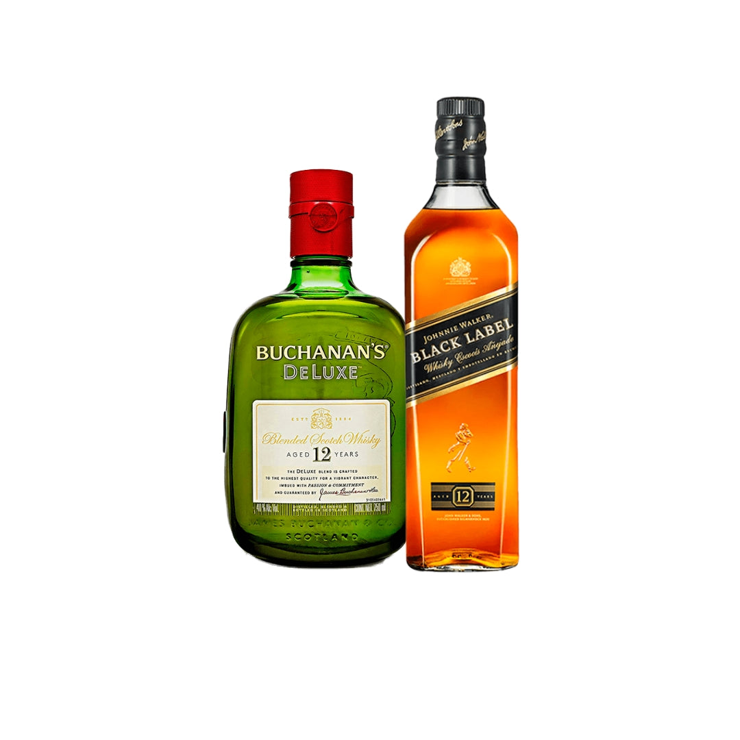Black label 750ml + buchanans 12 750ml