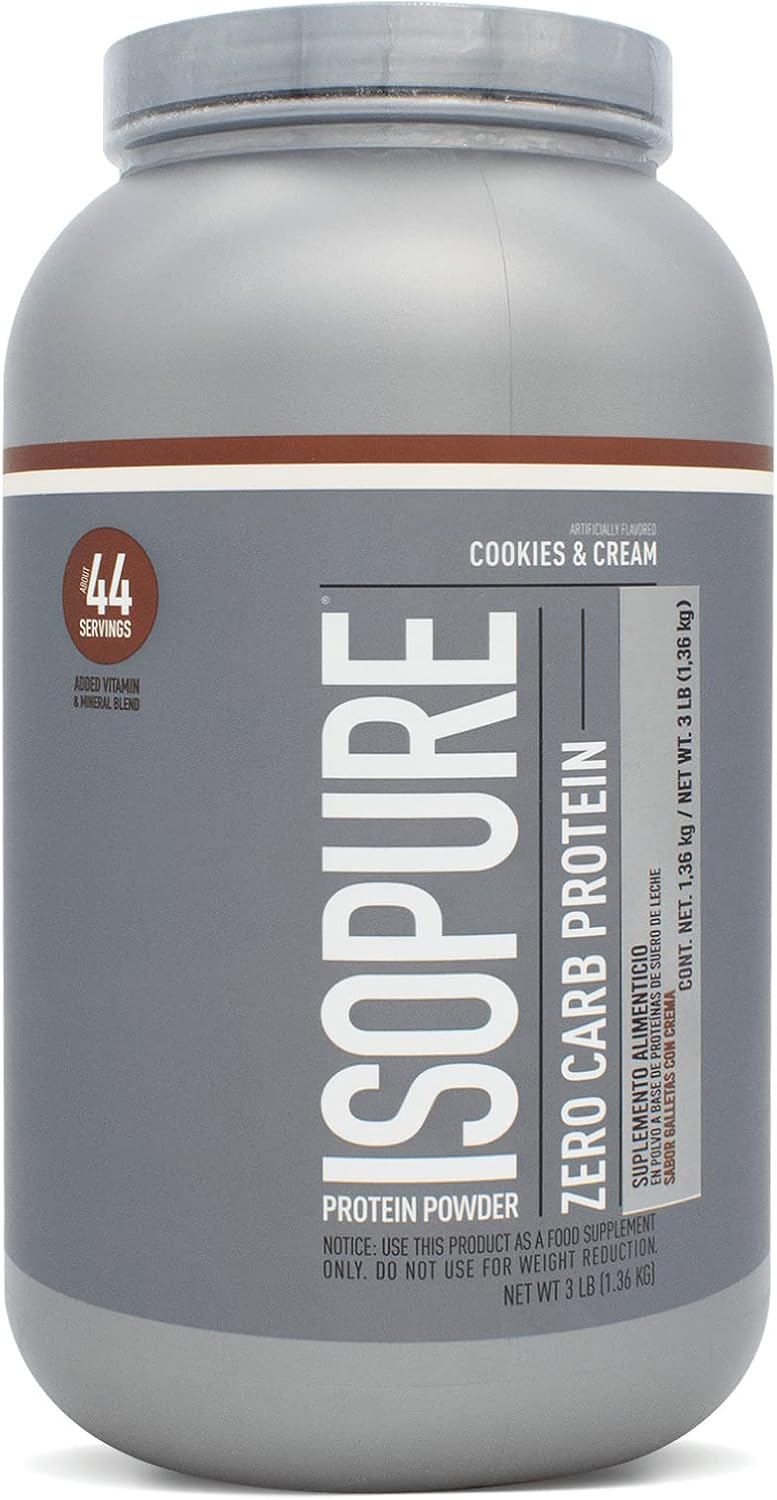 ISOPURE Zero Carb, Proteína Whey, Sabor Galletas Con Crema, 3 Libras