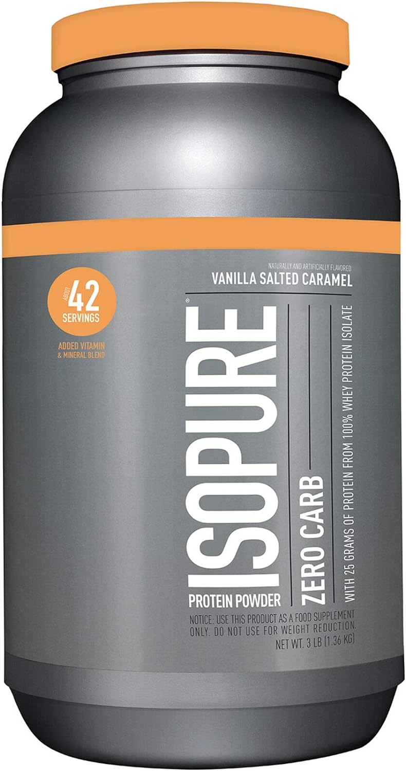 Isopure Zero Carb 100% Proteína WHEY Isolate Powder, vainilla caramelo, 3 libras