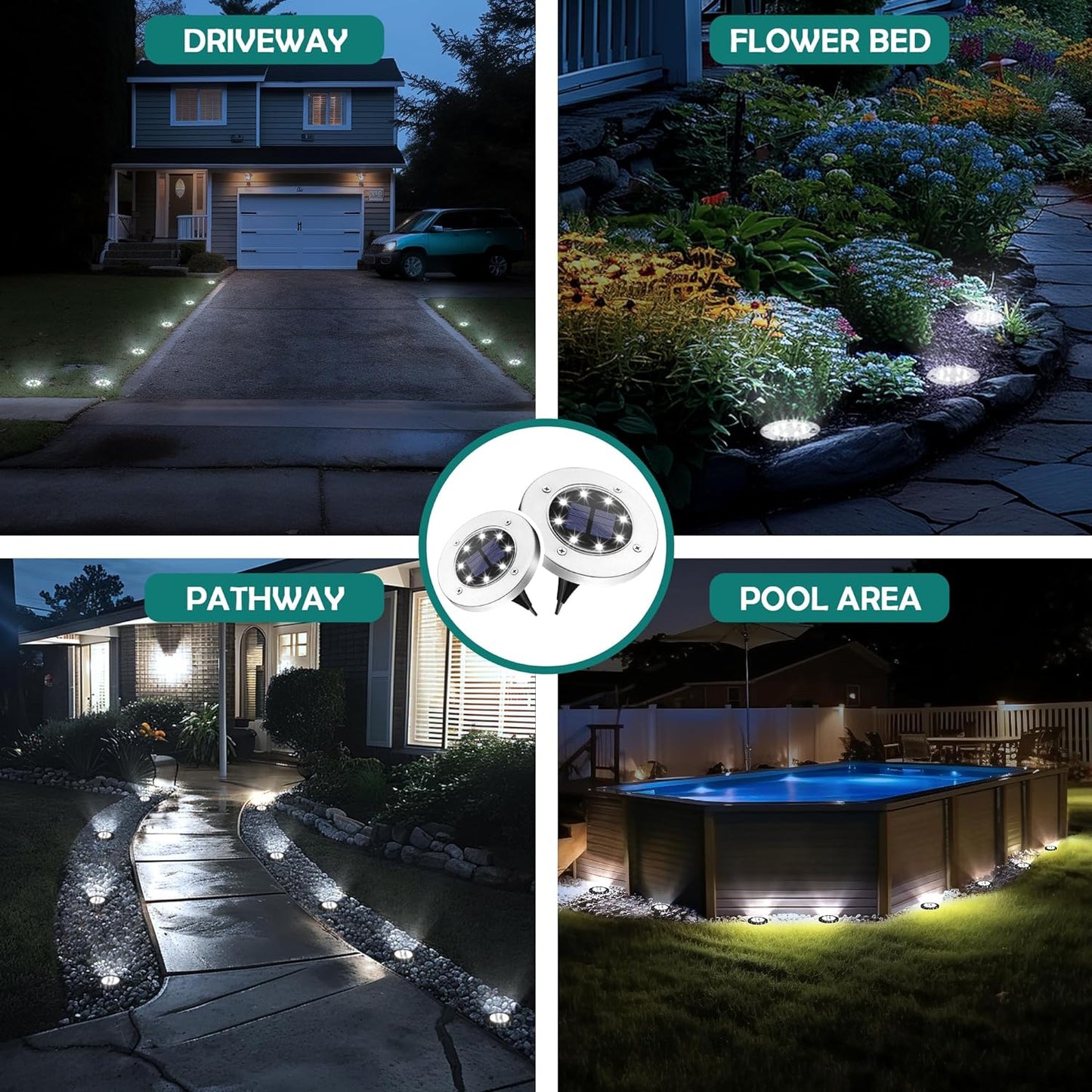 paquete de 16 luces solares para exteriores